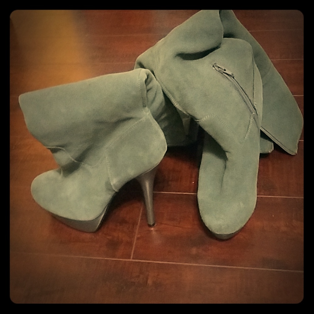 Grey Suade Stiletto boots